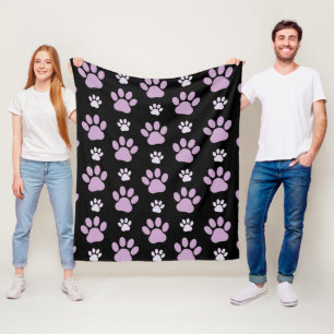 Pattern Of Paws, Lilac Paws, Dog Paws, Paw Prints Fleece Blanket
