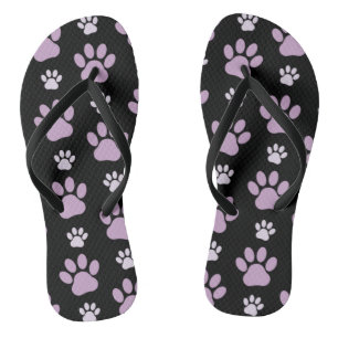 Pattern Of Paws, Lilac Paws, Dog Paws, Paw Prints Flip Flops