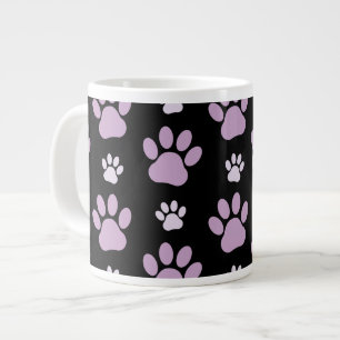 Pattern Of Paws, Lilac Paws, Dog Paws, Paw Prints Large Coffee Mug