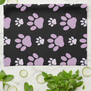 Pattern Of Paws, Lilac Paws, Dog Paws, Paw Prints Tea Towel