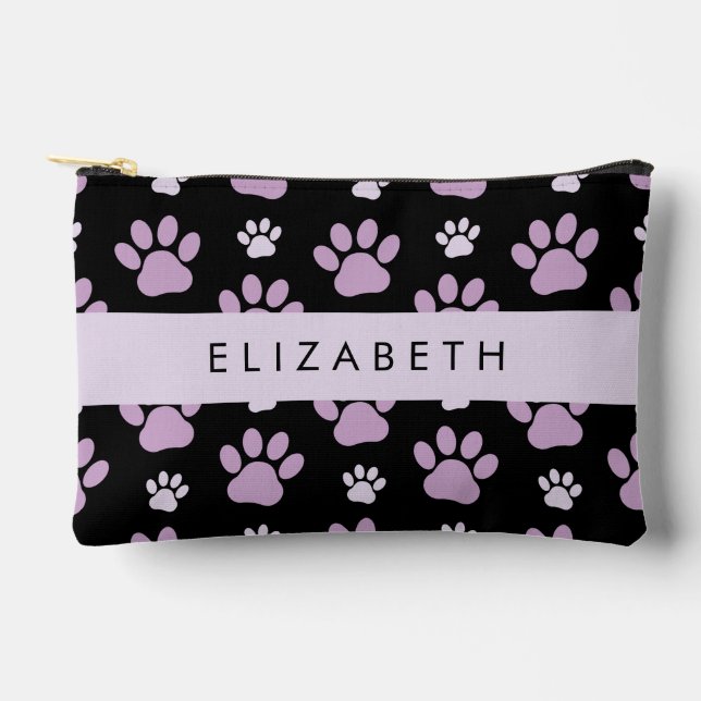 Pattern Of Paws, Lilac Paws, Dog Paws, Your Name Accessory Pouch (Front)
