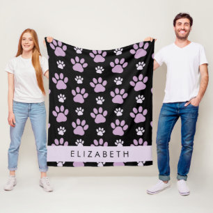 Pattern Of Paws, Lilac Paws, Dog Paws, Your Name Fleece Blanket