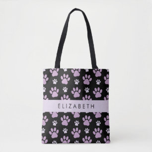 Pattern Of Paws, Lilac Paws, Dog Paws, Your Name Tote Bag