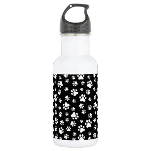 Pattern Of Paws, Paw Prints, Black and White 532 Ml Water Bottle