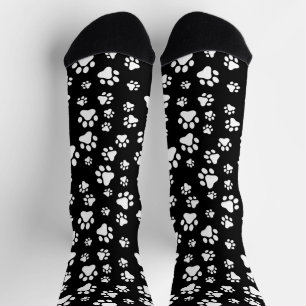 Pattern Of Paws, Paw Prints, Black and White Socks