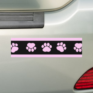 Pattern Of Paws, Pink Paws, Dog Paws, Animal Paws Bumper Sticker