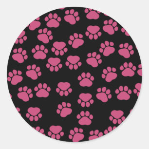 Pattern Of Paws, Pink Paws, Dog Paws, Animal Paws Classic Round Sticker