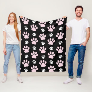 Pattern Of Paws, Pink Paws, Dog Paws, Animal Paws Fleece Blanket
