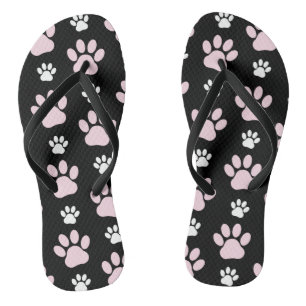 Pattern Of Paws, Pink Paws, Dog Paws, Animal Paws Flip Flops