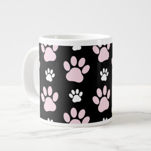 Pattern Of Paws, Pink Paws, Dog Paws, Animal Paws Large Coffee Mug