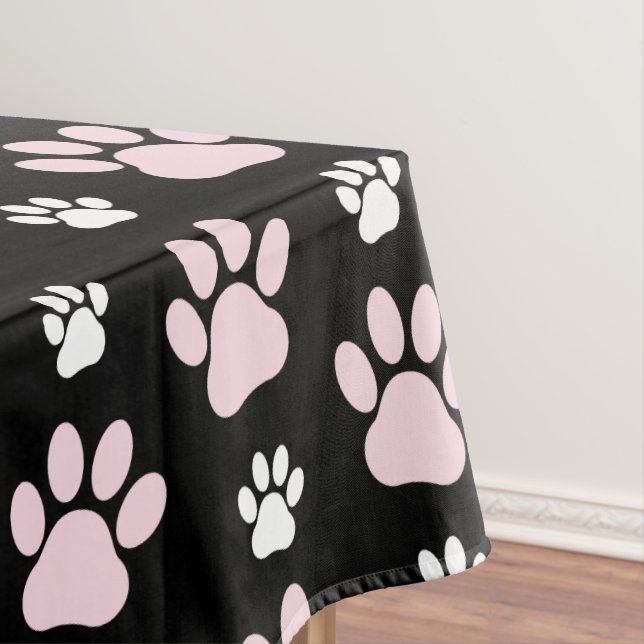 Pattern Of Paws, Pink Paws, Dog Paws, Animal Paws Tablecloth (In Situ)
