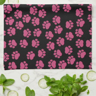 Pattern Of Paws, Pink Paws, Dog Paws, Animal Paws Tea Towel