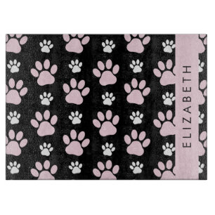 Pattern Of Paws, Pink Paws, Dog Paws, Your Name Cutting Board