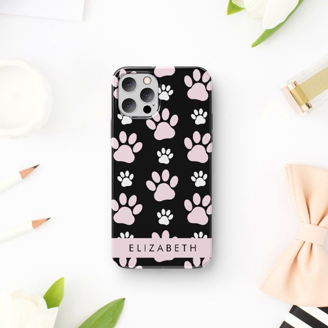 Pattern Of Paws, Pink Paws, Dog Paws, Your Name iPhone 16 Case (Creator Uploaded)