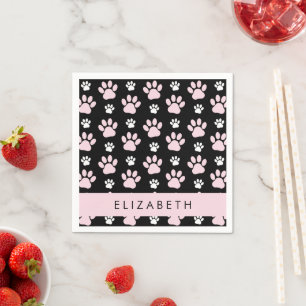 Pattern Of Paws, Pink Paws, Dog Paws, Your Name Napkin