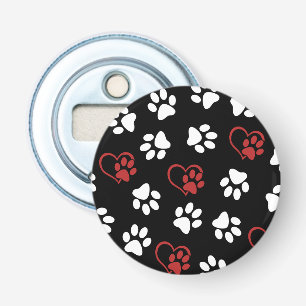 Pattern Of Paws, White Paws, Red Paws, Hearts Bottle Opener