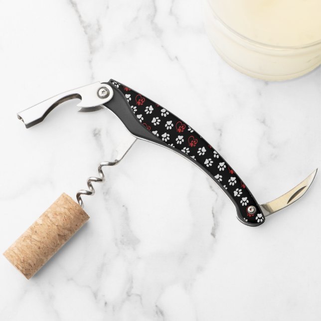 Pattern Of Paws, White Paws, Red Paws, Hearts Corkscrew (Front)
