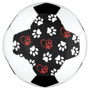 Pattern Of Paws, White Paws, Red Paws, Hearts Football