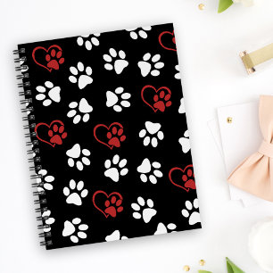 Pattern Of Paws, White Paws, Red Paws, Hearts Planner