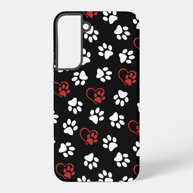 Pattern Of Paws, White Paws, Red Paws, Hearts Samsung Galaxy S22+ Case (Back)