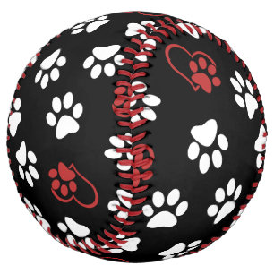 Pattern Of Paws, White Paws, Red Paws, Hearts Softball