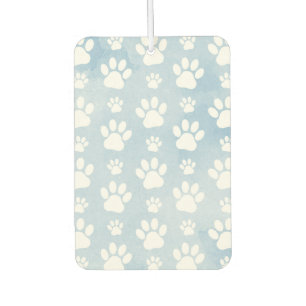 Pattern Of Paws, White Paws, Watercolors, Blue Car Air Freshener