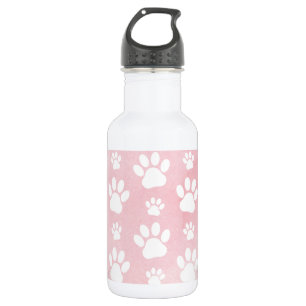 Pattern Of Paws, White Paws, Watercolors, Pink 532 Ml Water Bottle