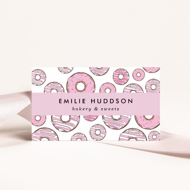 Pattern Of Pink Doughnuts, Cake Shop, Pastry Shop Business Card (Creator Uploaded)