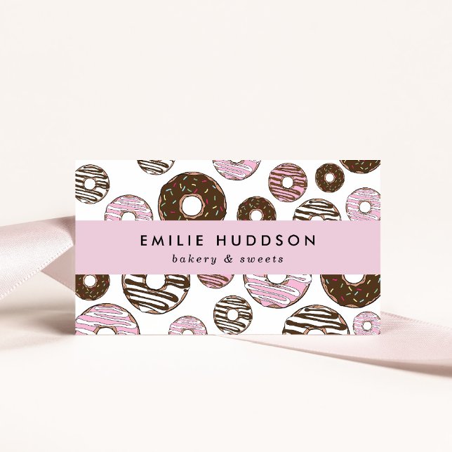 Pattern Of Pink Doughnuts, Cake Shop, Pastry Shop Business Card (Creator Uploaded)