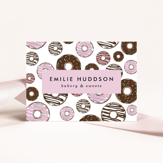 Pattern Of Pink Doughnuts, Cake Shop, Pastry Shop Business Card (Creator Uploaded)