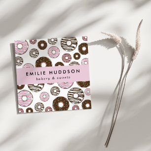 Pattern Of Pink Doughnuts, Cake Shop, Pastry Shop Square Business Card