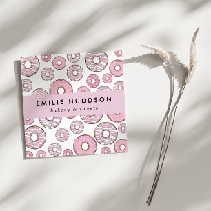 Pattern Of Pink Doughnuts, Cake Shop, Pastry Shop Square Business Card