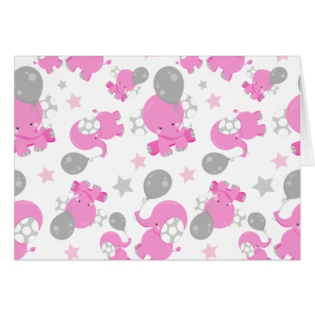 Pattern Of Pink Elephants, Cute Elephants, Stars (Front Horizontal)