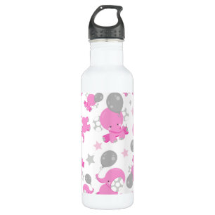Pattern Of Pink Elephants, Cute Elephants, Stars 710 Ml Water Bottle