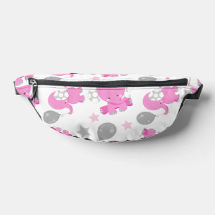 Pattern Of Pink Elephants, Cute Elephants, Stars Bum Bags