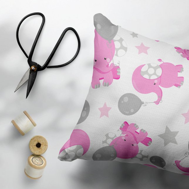 Pattern Of Pink Elephants, Cute Elephants, Stars Pillowcase (Creator Uploaded)