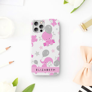 Pattern Of Pink Elephants, Stars, Your Name iPhone 12 Pro Case