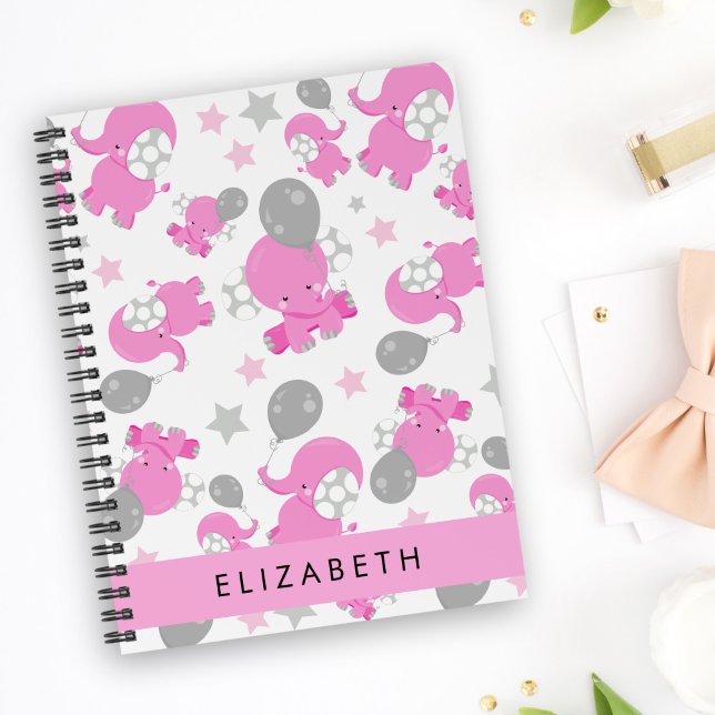 Pattern Of Pink Elephants, Stars, Your Name Planner (Creator Uploaded)