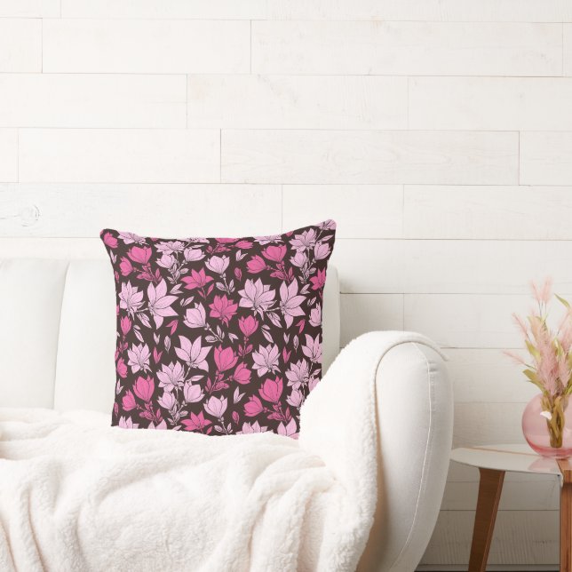 Pattern of Pink Magnolia Throw Pillow (Couch)