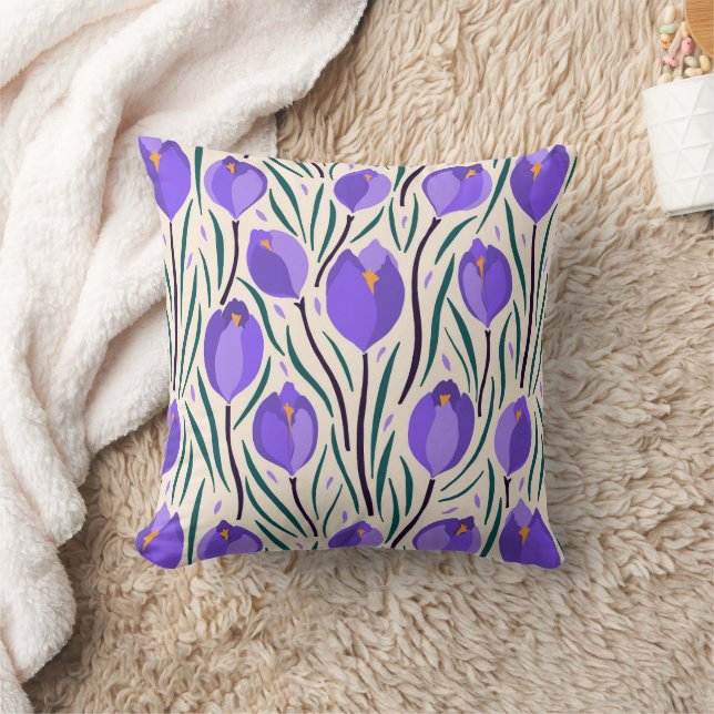 Pattern of purple crocus flowers cushion (Blanket)