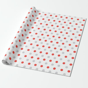 Pattern Of Red And Grey Polka Dots Wrapping Paper