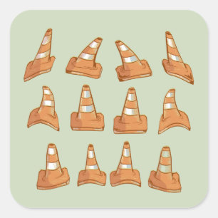 Pattern of road cones square sticker
