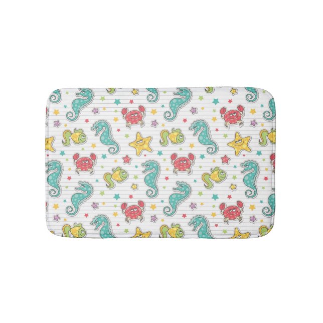 pattern of sea creatures bath mat (Front)