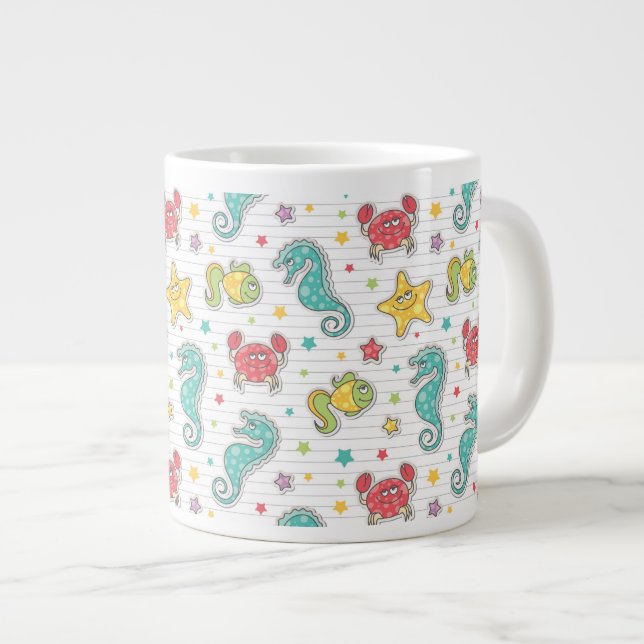 pattern of sea creatures large coffee mug (Front Right)