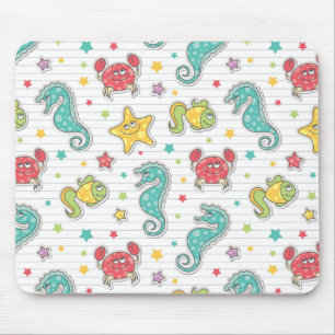 pattern of sea creatures mouse mat