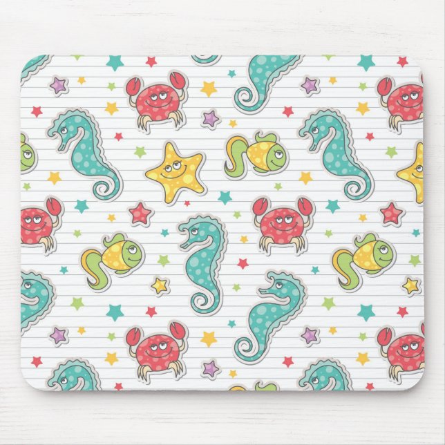 pattern of sea creatures mouse mat (Front)