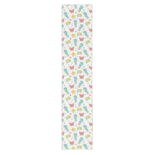 pattern of sea creatures short table runner