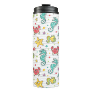 pattern of sea creatures thermal tumbler