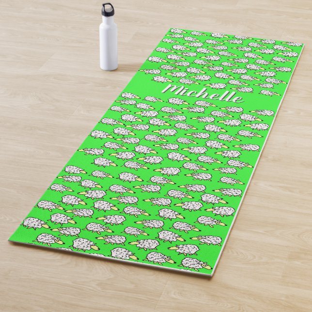Pattern of Sheep in an Illustrative Style Yoga Mat (In Situ)