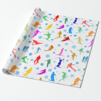 Pattern Of Skiers. Colourful Silhouettes On White